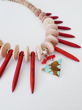 Load image into Gallery viewer, Turquoise & Red Coral Spikes Necklace