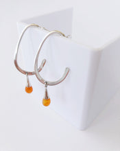 Load image into Gallery viewer, Carnelian Oval Hoops 925 Sterling Silver