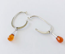 Load image into Gallery viewer, Carnelian Oval Hoops 925 Sterling Silver