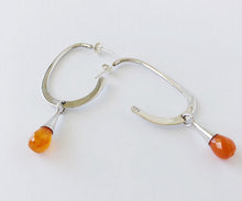 Load image into Gallery viewer, Carnelian Oval Hoops 925 Sterling Silver
