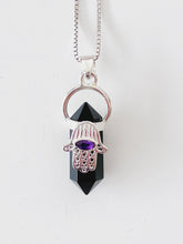 Load image into Gallery viewer, Hamsa Double Terminated Point Pendant
