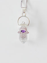 Load image into Gallery viewer, Hamsa Double Terminated Point Pendant
